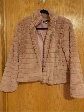 Coastal Blue Plush Rose Teddy Jacket with Zip
